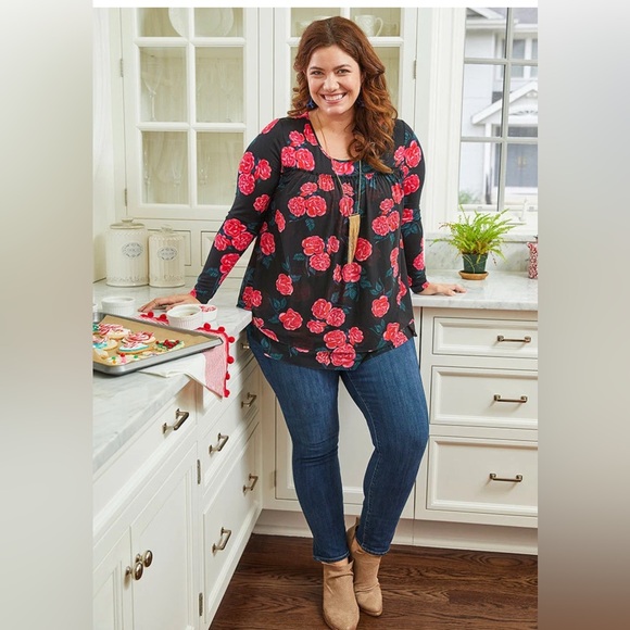 Matilda Jane Black Floral Rose Print Long Sleeve Tunic Top Women's XXL - Picture 15 of 16